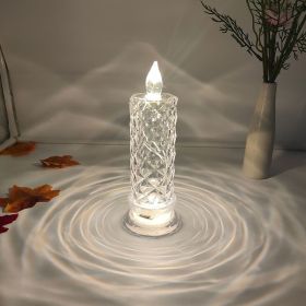 1pc Battery-Powered LED Candle Lamp with Rose Pattern Refraction Halo Projection for Birthday, Wedding, and Party Decor - Glowing Candle Lights in Mor