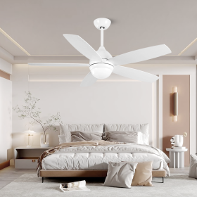 52 Inch White Ceiling Fan with Lights Remote Control Modern Ceiling Fan