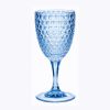 Designer Acrylic Diamond Cut Blue Wine Glasses Set of 4 (12oz), Premium Quality Unbreakable Stemmed Acrylic Wine Glasses for All Purpose Red or White