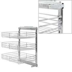 3-Tier Pull-out Kitchen Wire Basket Silver 18.5"x13.8"x22"