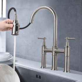 Pull Down Double Handle Kitchen Faucet