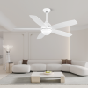 52 Inch White Ceiling Fan with Lights Remote Control Modern Ceiling Fan