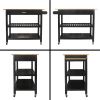 Kitchen Island & Kitchen Cart, Mobile Kitchen Island with Two Lockable Wheels, Rubber Wood Top, Black Color Design Makes It Perspective Impact During