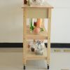 Kitchen Island & Kitchen Cart, Mobile Kitchen Island with Two Lockable Wheels, Rubber Wood Top, Simple Design & Natural Color Give More Imagination of