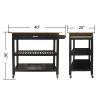 Kitchen Island & Kitchen Cart, Mobile Kitchen Island with Two Lockable Wheels, Rubber Wood Top, Black Color Design Makes It Perspective Impact During