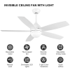 52 Inch White Ceiling Fan with Lights Remote Control Modern Ceiling Fan