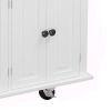 Kitchen Island Cart with Two Storage Cabinets and Two Locking Wheels; 43.31 Inch Width; 4 Door Cabinet and Two Drawers; Spice Rack; Towel Rack (White)