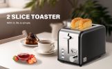 2-Slice Toaster with 1.5 inch Wide Slot, 5 Browning Setting and 3 Function: Bagel, Defrost & Cancel, Retro Stainless-Steel Style, Toast Bread Machine