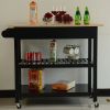 Kitchen Island & Kitchen Cart, Mobile Kitchen Island with Two Lockable Wheels, Rubber Wood Top, Black Color Design Makes It Perspective Impact During