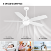 52 Inch White Ceiling Fan with Lights Remote Control Modern Ceiling Fan