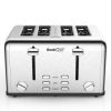 Toaster 4 Slice, Geek Chef Stainless Steel Extra-Wide Slot Toaster with Dual Control Panels of Bagel/Defrost/Cancel Function, 6 Toasting Bread Shade S