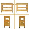 Kitchen Island & Kitchen Cart, Mobile Kitchen Island with Two Lockable Wheels, Rubber Wood Top, Simple Design & Natural Color Give More Imagination of