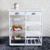 Kitchen & Dining Room Cart 2-Drawer 3-Basket 3-Shelf Storage Rack with Rolling Wheels White(Replacement code: 85659263)