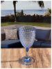 Designer Acrylic Diamond Cut Blue Wine Glasses Set of 4 (12oz), Premium Quality Unbreakable Stemmed Acrylic Wine Glasses for All Purpose Red or White