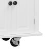 Kitchen Island Cart with Two Storage Cabinets and Two Locking Wheels; 43.31 Inch Width; 4 Door Cabinet and Two Drawers; Spice Rack; Towel Rack (White)