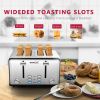 Toaster 4 Slice, Geek Chef Stainless Steel Extra-Wide Slot Toaster with Dual Control Panels of Bagel/Defrost/Cancel Function, 6 Toasting Bread Shade S