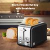 2-Slice Toaster with 1.5 inch Wide Slot, 5 Browning Setting and 3 Function: Bagel, Defrost & Cancel, Retro Stainless-Steel Style, Toast Bread Machine