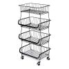 Fruit Vegetable Storage Basket for Kitchen - 4 tier Stackable Metal Wire Baskets Cart with Rolling Wheels Utility Fruits Rack Produce Snack Organizer