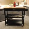 Kitchen Island & Kitchen Cart, Mobile Kitchen Island with Two Lockable Wheels, Rubber Wood Top, Black Color Design Makes It Perspective Impact During