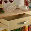 Kitchen Island & Kitchen Cart, Mobile Kitchen Island with Two Lockable Wheels, Rubber Wood Top, Simple Design & Natural Color Give More Imagination of