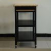 Kitchen Island & Kitchen Cart, Mobile Kitchen Island with Two Lockable Wheels, Rubber Wood Top, Black Color Design Makes It Perspective Impact During