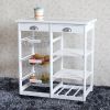 Kitchen & Dining Room Cart 2-Drawer 3-Basket 3-Shelf Storage Rack with Rolling Wheels White(Replacement code: 85659263)