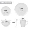 Miibox White Dinnerware Set, 20-Piece Service For 4, with Dinner Plates, Salad Plate, Bowls, Mugs and Teaspoons, Porcelain Durable for Christmas, Hall