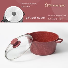 German Medical Stone Soup Pot Binaural Non-stick Pan (Option: 22cm Red)