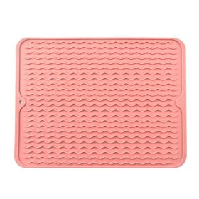 TPR Placemat Home Potholder Dining Table Cushion Water Draining Pad (Color: Pink)