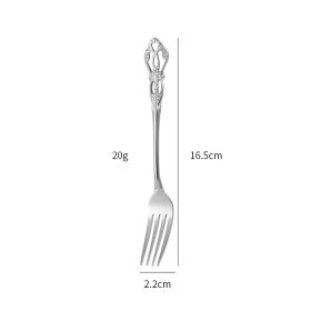 Stainless Steel Cutlery Spoon West Dinnerware Set Gold Plated (Option: Silver center fork)