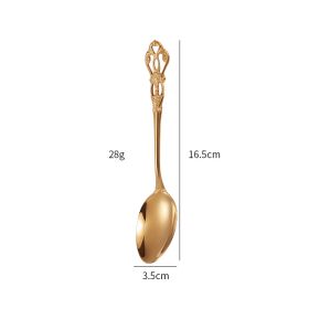 Stainless Steel Cutlery Spoon West Dinnerware Set Gold Plated (Option: Rose gold medium spoon)