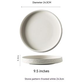 Household Ceramic Round Meal Tray Deep Plates Dumpling Plate Hotel Japanese Style Tableware (Option: White 243mm)