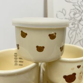 Children's Tableware Ceramic Bowl Fresh-keeping Sealing Band Scale (Option: Yellow Full Printed Squirrel)