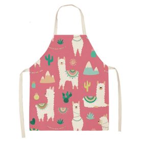 Alpaca Cartoon Cotton Linen Apron Sleeveless Antifouling Kitchen Home Cooking Waist Hanging Neck Kids' Bib (Option: 10-45 X56cm Children)