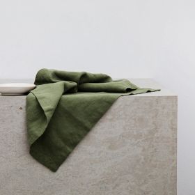 Pure Linen Insulation Placemat Square Wiping Towel Solid Color Napkin Mouth Cloth (Option: Moss Green-38 √ó 55cm)