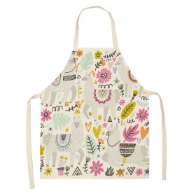 Alpaca Cartoon Cotton Linen Apron Sleeveless Antifouling Kitchen Home Cooking Waist Hanging Neck Kids' Bib (Option: 1-45 X56cm Children)