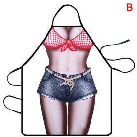 1pc Funny Muscle Man Kitchen Apron Sexy Women Cooking Pinafore Home Cleaning Tool (Style: B)