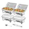 VEVOR 4-Pack Rectangle Chafing Dish Set with Full-Size 8Qt Pan Frame Fuel Holder