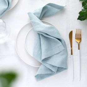 Pure Linen Insulation Placemat Square Wiping Towel Solid Color Napkin Mouth Cloth (Option: Light Blue-34 √ó 34cm)